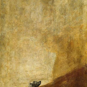 Francisco Goya: Il cane (1819) Stampa artistica su tela con cornice o avvolto in una galleria d'arte Giclée, rimasterizzata digitalmente (D6040)