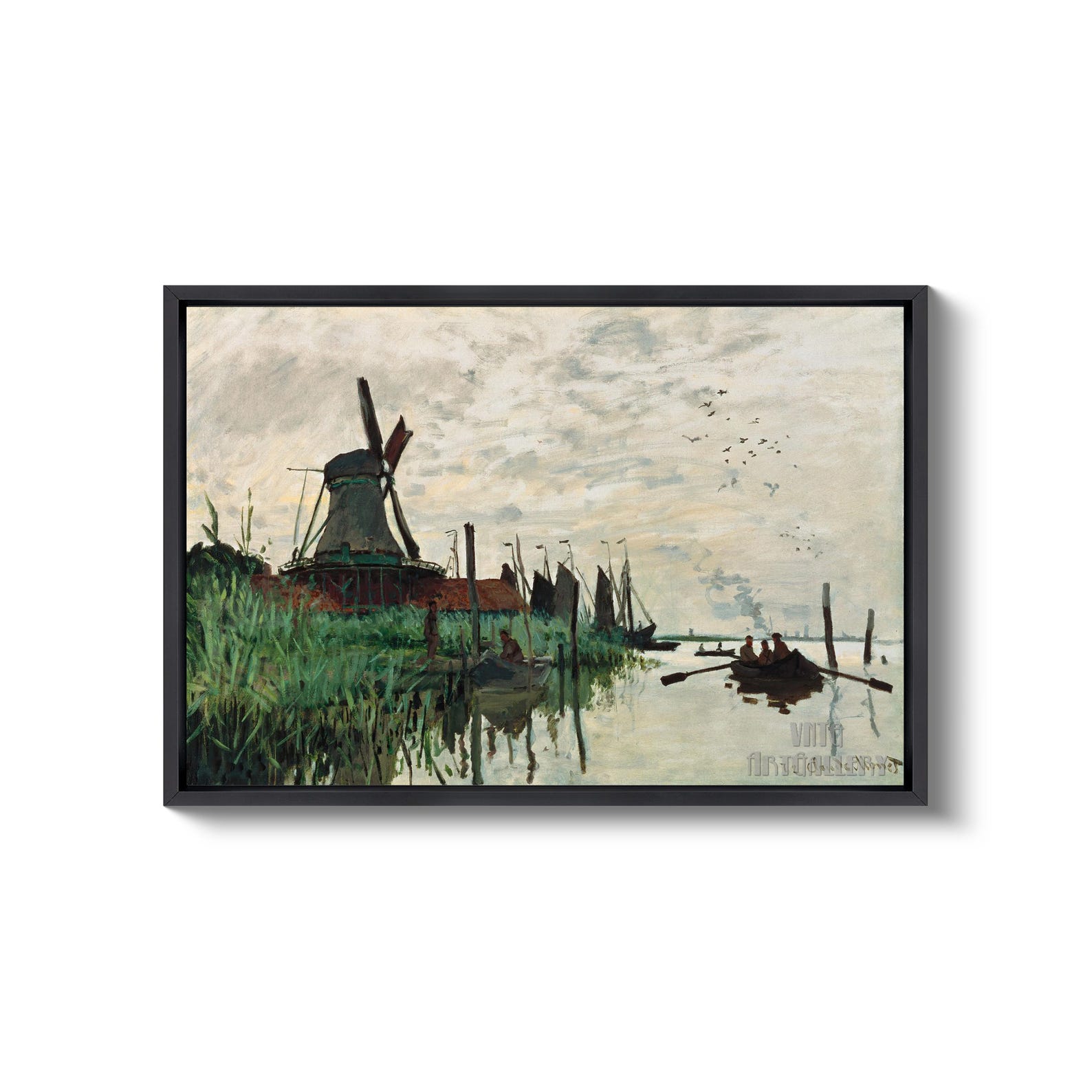 Claude Monet : Windmill and Boats Near Zaandam (1871) Canvas Gallery ...
