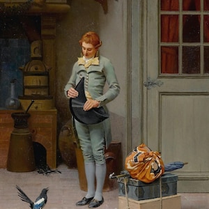 Jehan Georges Vibert : Le Nouveau Commis (19th century) Canvas Gallery Wrapped or Framed Giclee Wall Art Print Digitally Remastered (D6050)