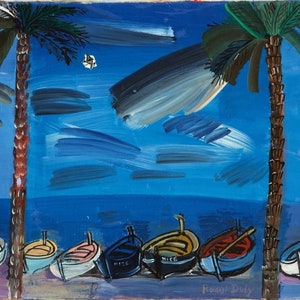 Raoul Dufy: The Boats In Nice (1946) Stampa artistica da parete Giclée su tela, incorniciata o avvolta in una galleria, rimasterizzata digitalmente (D5060)