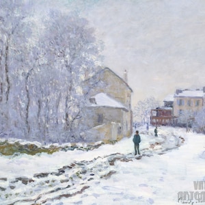 Claude Monet : Snow in Argenteuil (1875) Canvas Gallery Wrapped or Framed Giclee Wall Art Print Digitally Remastered (D5060)