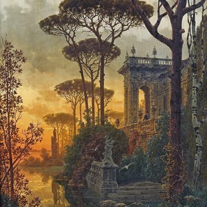 フェルディナンド・クナブ：イタリアの夜明けの宮殿（1893年）キャンバスギャラリーラップまたは額装ジクレー壁アートプリントデジタルリマスター（D6045）