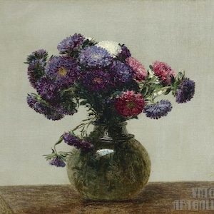 Henri Fantin-Latour : Reines Marguerites (1872) Canvas Gallery Wrapped or Framed Giclee Wall Art Print Digitally Remastered (D5060)