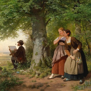 Franz Maria Ingenmey: L'artista ammirato (1871) Stampa artistica su tela incorniciata o avvolta in una galleria d'arte Giclée, rimasterizzata digitalmente (D5060)