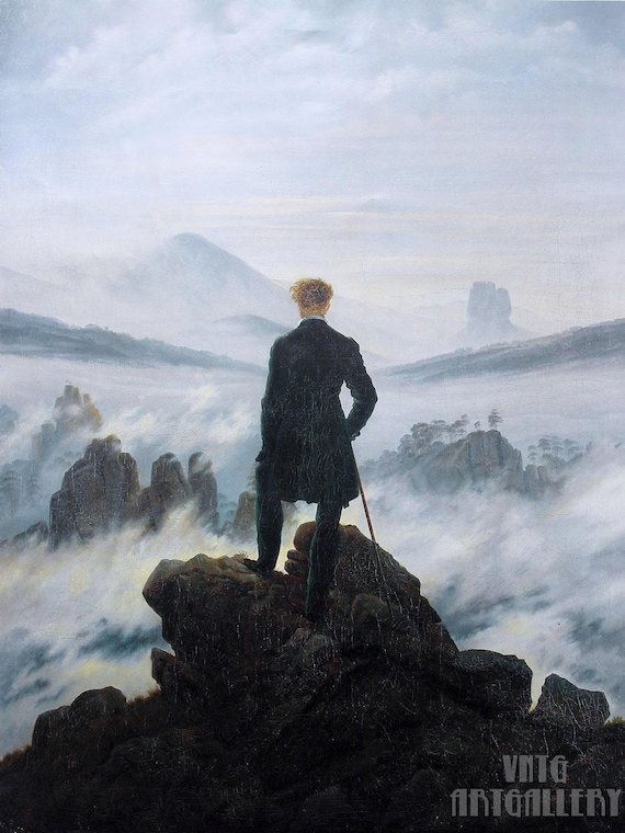 Caspar David Friedrich : Wanderer above the Sea of Fog (1818) Canvas Gallery Wrapped or Framed Giclee Wall Art Print (D6045)