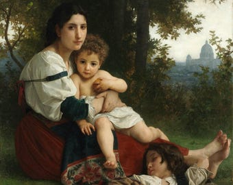 William-Adolphe Bouguereau : Rest (1879) Canvas Gallery Wrapped Giclee Wall Art Print Digitally Remastered (D6040)