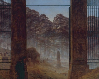 Caspar David Friedrich : The Cemetery (1825) Canvas Gallery Wrapped or Framed Giclee Wall Art Print (D6045)