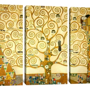 Gustav Klimt : The Tree of Life 1905 Canvas Gallery Wrapped or Framed Giclee Wall Art Print D4060 3 Panel Stretched Canvas