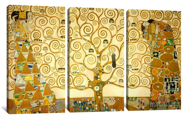 Gustav Klimt : The Tree of Life 1905 Canvas Gallery Wrapped or Framed Giclee Wall Art Print D4060 3 Panel Stretched Canvas