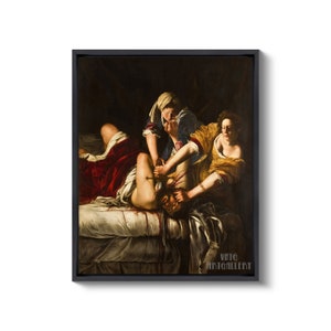 Artemisia Gentileschi Judith terrassant Holopherne 1620-1621, impression giclée d'art mural sur toile tendue ou encadrée D6050 Black Floating Frame Canvas