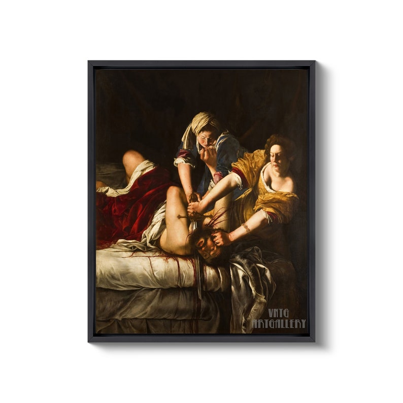 Artemisia Gentileschi Judith Slaying Holofernes 1620-21 Canvas Gallery Wrapped or Framed Giclee Wall Art Print D6050 Black Floating Frame Canvas