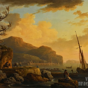 Claude Joseph Vernet : Morning In Castellemmare (1747) Canvas Gallery Wrapped or Framed Giclee Wall Art Print Digitally Remastered (D4560)
