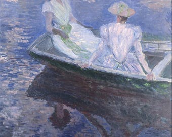 クロード・モネ：舟の上で（1887年）キャンバスギャラリーラップまたは