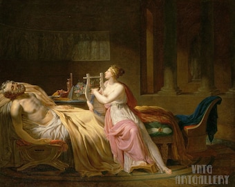 Jacques-Louis David : Calliope Mourning Homer (1812) Canvas Gallery Wrapped or Framed Giclee Wall Art Print Digitally Remastered (D5060)