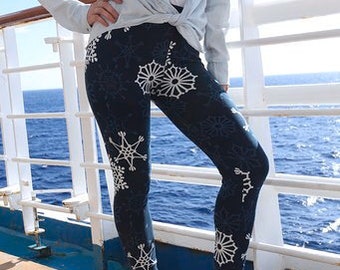 Fiocco di neve Leggings, leggings pantacollant donna, Natale pantacollant, Leggings di Yoga, allenamento Leggings, pantacollant Nordic, inverno Leggings, snowfla