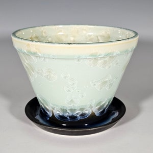 Ceramic Planter with Drainage Hole, Crystalline Glazed Planter, Hand Thrown