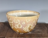 Hand Thrown Crystalline Glazed Ceramic Bowl: Golden Brown Crystals
