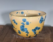 Hand Thrown Crystalline Glazed Ceramic Bowl: Amber & Blue
