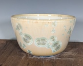 Handmade Crystalline Glazed Ceramic Bowl: Green/Blue Crystals