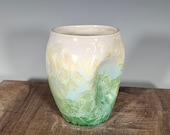 Ceramic Cup, Crystalline Glazed, Clay Pinch Cup, Hand Thrown