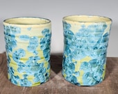 Ceramic Cup Set of 2, Crystalline Glazed, Hand Thrown