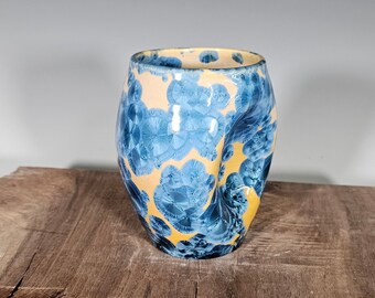 Ceramic Cup, Crystalline Glazed, Clay Pinch Cup, Hand Thrown