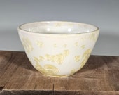 Hand Thrown Crystalline Glazed Ceramic Bowl: White & Gold