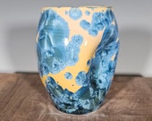 Ceramic Cup, Crystalline Glazed, Clay Pinch Cup, Hand Thrown