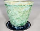 Ceramic Planter with Drainage Hole, Crystalline Glazed Planter, Hand Thrown