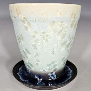 Ceramic Planter with Drainage Hole, Crystalline Glazed Planter, Hand Thrown