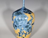 Pottery Bottle Vase, Crystalline Glazed, Hand Thrown