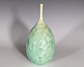 Pottery Bottle Vase, Crystalline Glazed, Hand Thrown