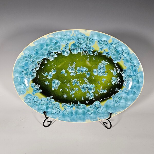 Ceramic Tray, Crystalline Glazed, Oval Serving Dish