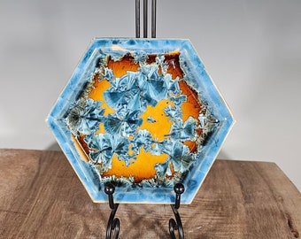 Ceramic Trinket Dish, Hexagon Tray, Handmade