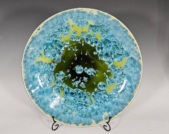 Ceramic Platter, Crystalline Glazed, Hand Thrown, Wall Art