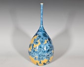 Pottery Bottle Vase, Crystalline Glazed, Hand Thrown