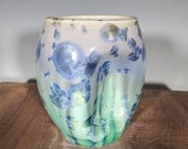 Ceramic Cup, Crystalline Glazed, Clay Pinch Cup, Hand Thrown