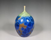 Pottery Bottle Vase, Handmade, Crystalline Glazed