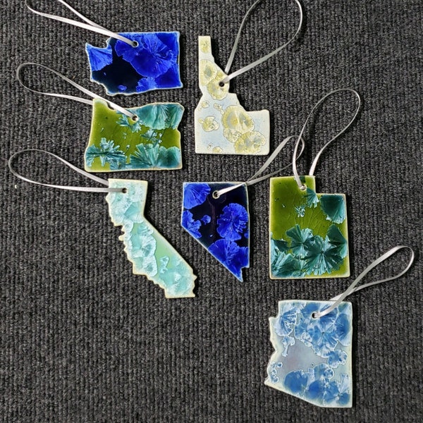 Ceramic State Ornament, Washington, Oregon, California, Idaho, Nevada, Utah, Arizona