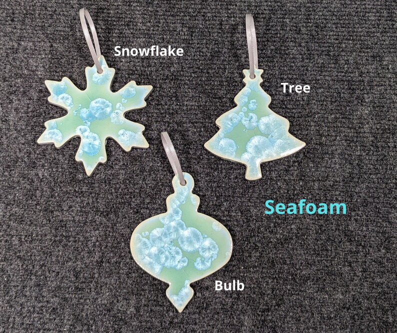 Ceramic Christmas Ornament, Snowflake Ornament, Star Ornament, Cross Ornament, Dove, Holiday Ornament, Handmade Ornament Seafoam