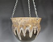 Hanging Planter, Handmade Pottery, Crystalline Glazed