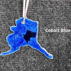 Ceramic State Ornament Alaska or Hawaii Cobalt Blue