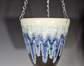 Outdoor/Indoor Hanging Planter, Handmade Pottery, Crystalline Glazed