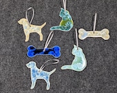 Ceramic Dog, Cat or Dog Bone Ornament