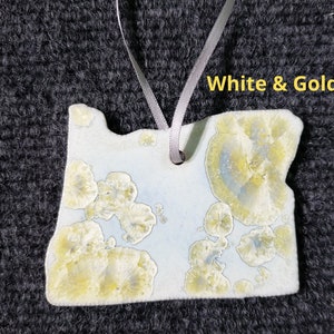 Ceramic State Ornament, Washington, Oregon, California, Idaho, Nevada, Utah, Arizona White and Gold