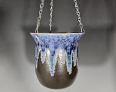 Outdoor/Indoor Hanging Planter, Handmade Pottery, Crystalline Glazed