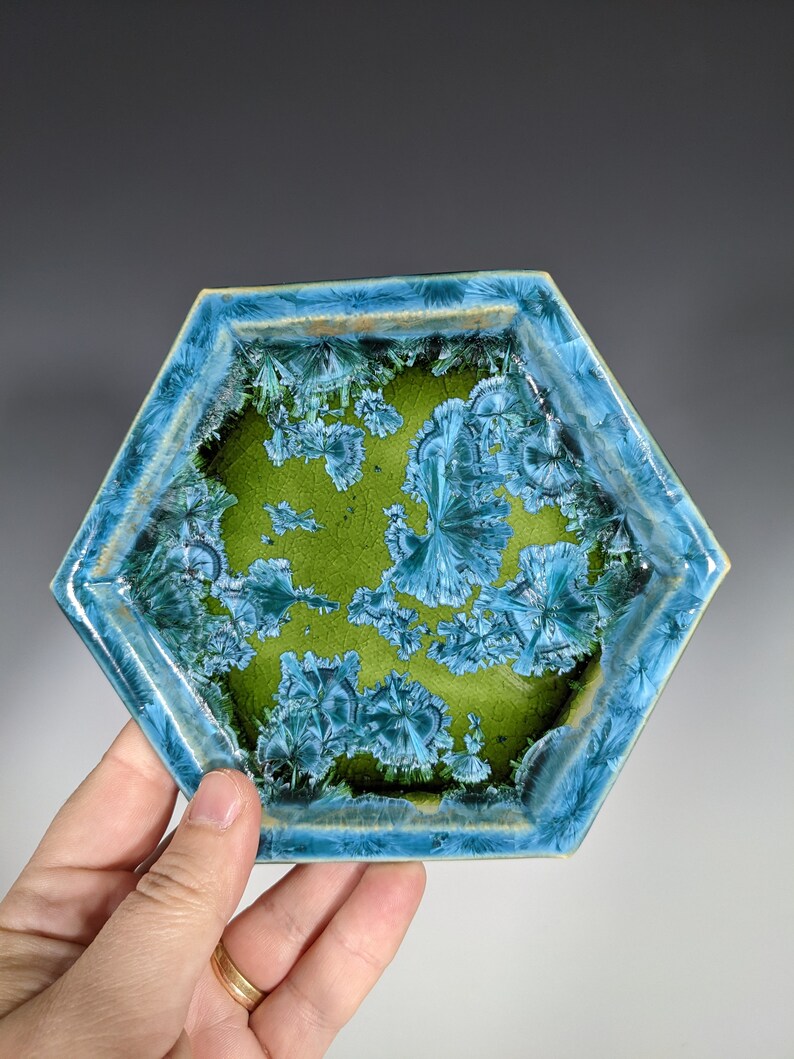 Ceramic Trinket Dish, Hexagon Tray, Handmade image 3