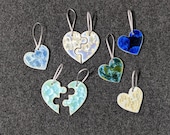 Ceramic Heart or Two Piece Puzzle Heart Ornament