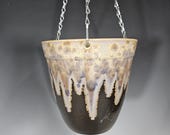 Hanging Planter, Handmade Pottery, Crystalline Glazed