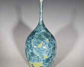 Pottery Bottle Vase, Crystalline Glazed, Hand Thrown